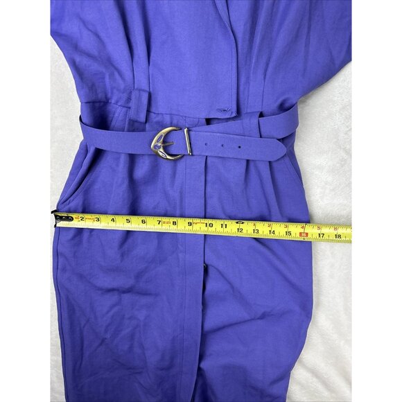 Vintage 80s Joseph Ribkoff Purple Dress Suit One Piece With Belt Button Up Skirt - Picture 12 of 14